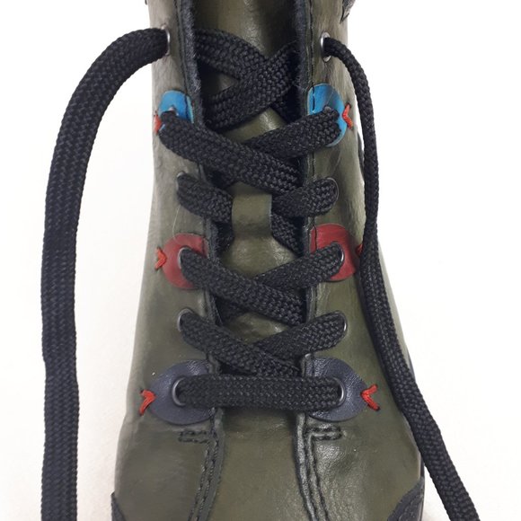 Reiker Green with Multicolour Accents Lace-up Ankle Boots - Picture 3 of 16